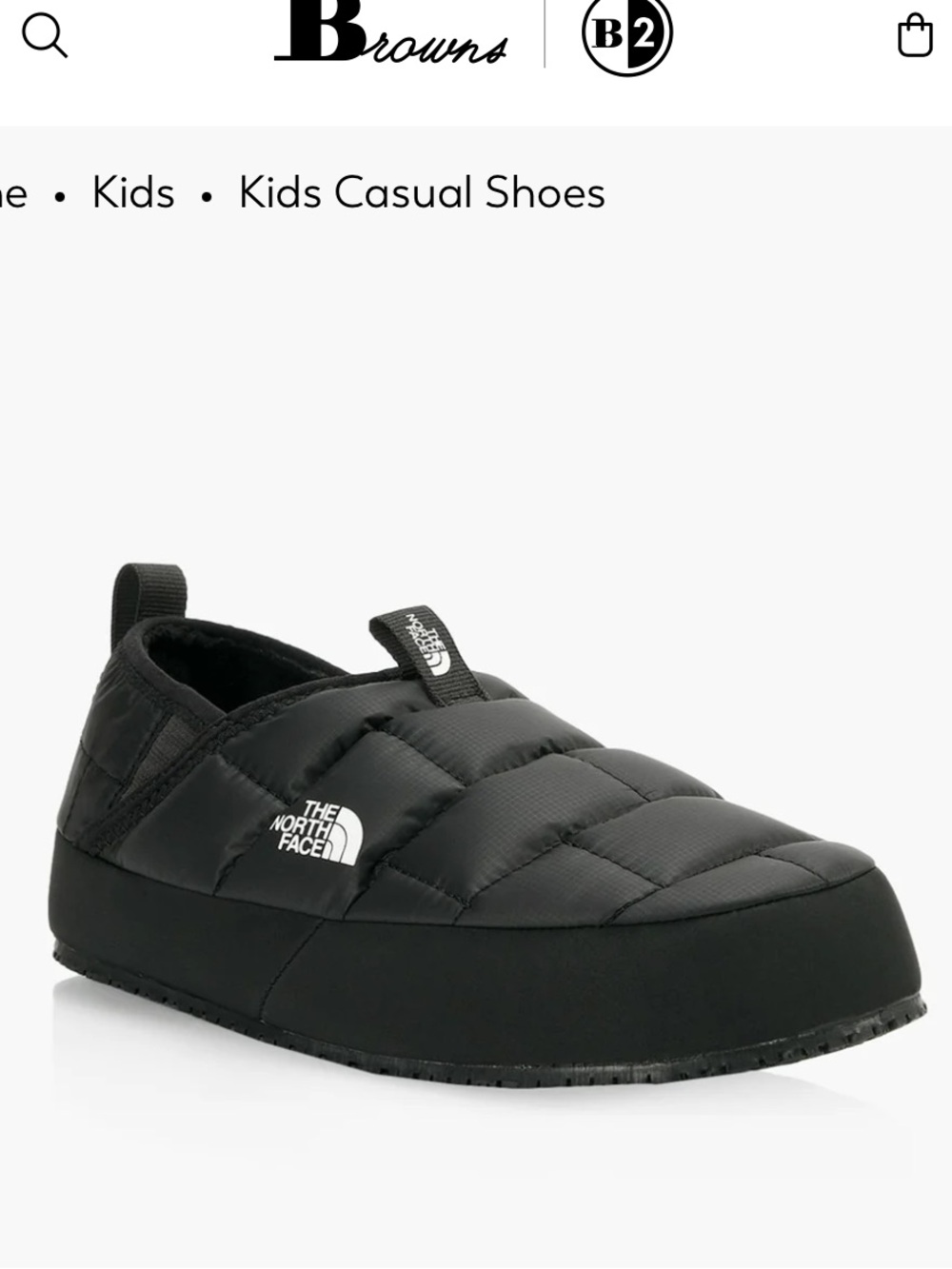 The North Face Kids Black Quilted Slip-On Puffer Slippers